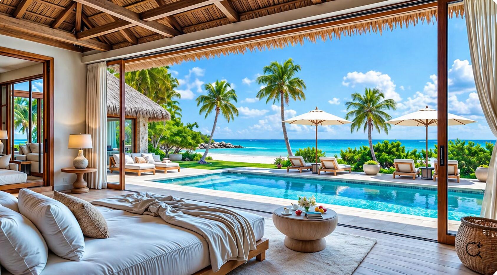 Villa de luxe avec piscine à débordement face à la mer en Guadeloupe